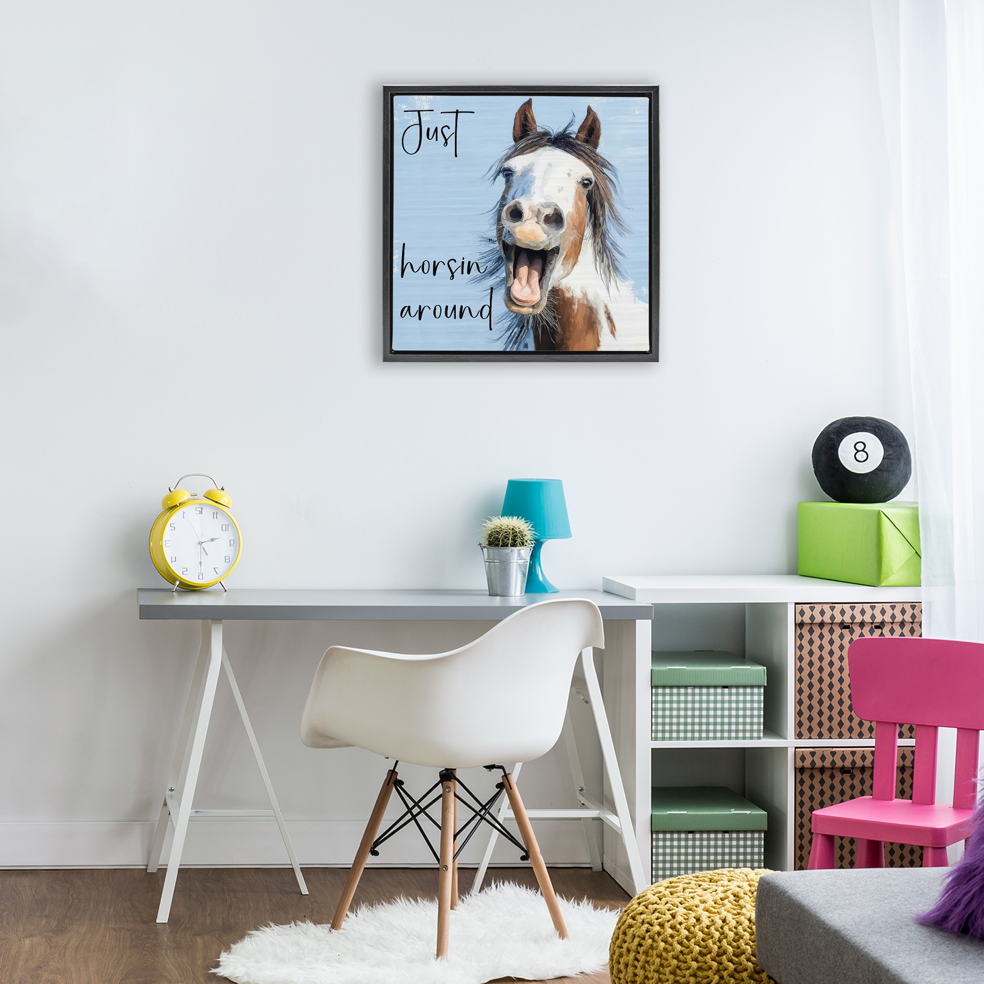 Stupell Industries Just Horsin' Around Black Framed Floater Canvas Wall Art, design by Kim Curinga