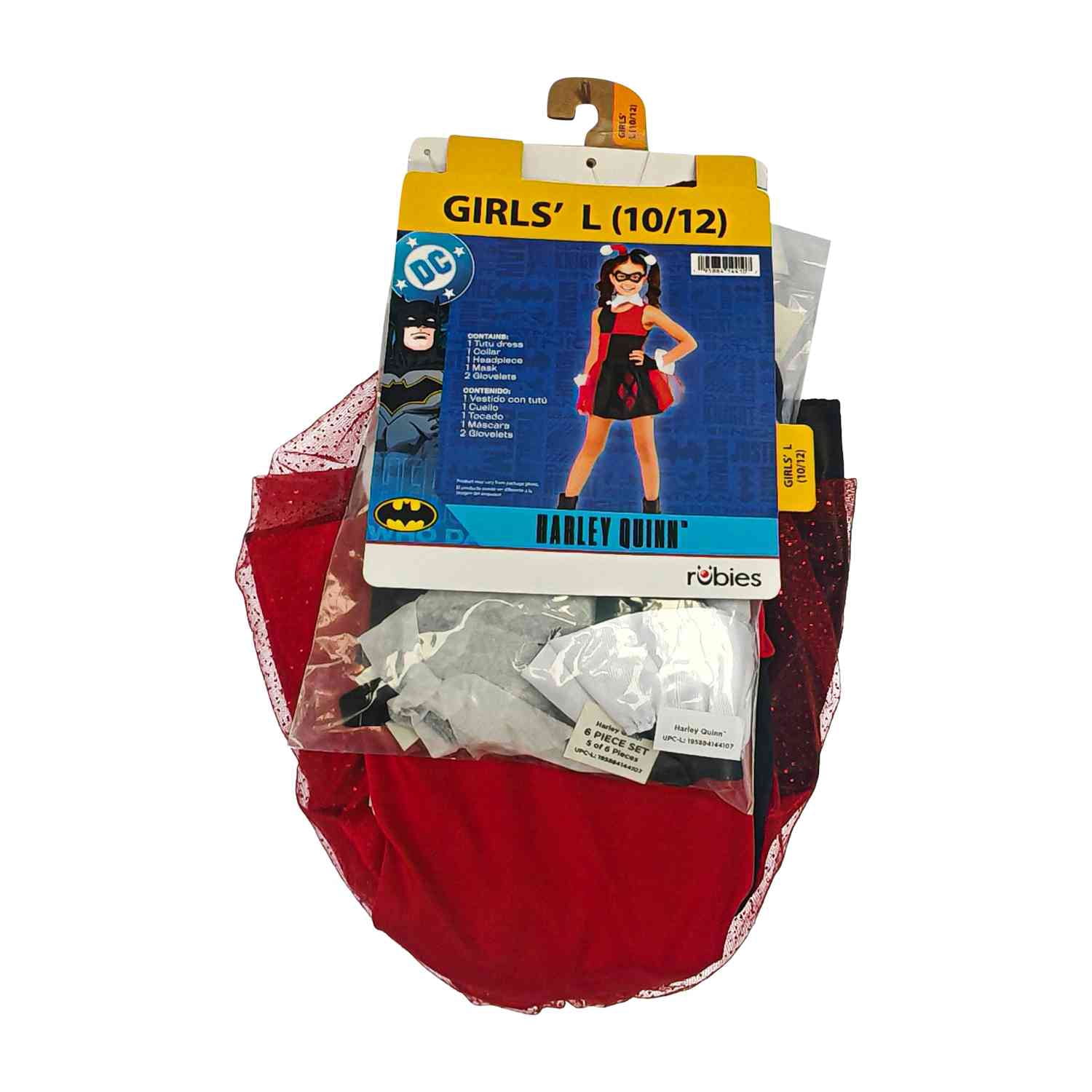 DC's Harley Quinn Halloween Costume for Children, Girls' Size L (10/12), by Rubies