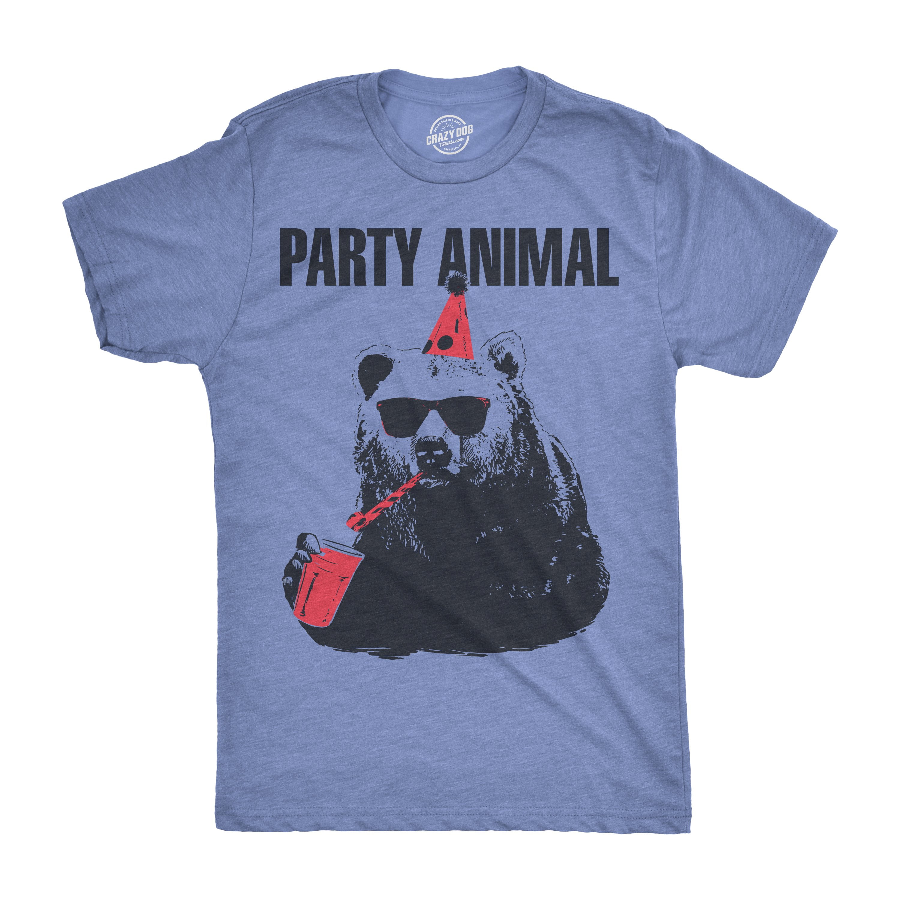Crazy Dog T-Shirts - Mens Party Animal Funny Bear Tee Birthday Shirts ...