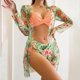 thumbnail image 3 of Gibobby Conjunto de traje de baño de bikini Traje de baño para mujer Cubrirse Sexy Frente abierto Bikini de playa Traje de baño Kimono Cubrir Ropa de pla(Naranja,M), 3 of 4