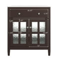 thumbnail image 3 of 30" Bathroom Vanity with Ceramic Sink, Bathroom Cabinet with Adjustable Shelf & Tip-Out Tray, Solid Wood Legs, Brown, 3 of 18