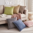thumbnail image 3 of Taibuwu throw pillow covers 18x18 inch set of 2 fuzzy striped soft pillowcase with velvet back faux rabbit fur cushion covers decorative home decor for spring couch sofa bedroom livingroom, 3 of 6