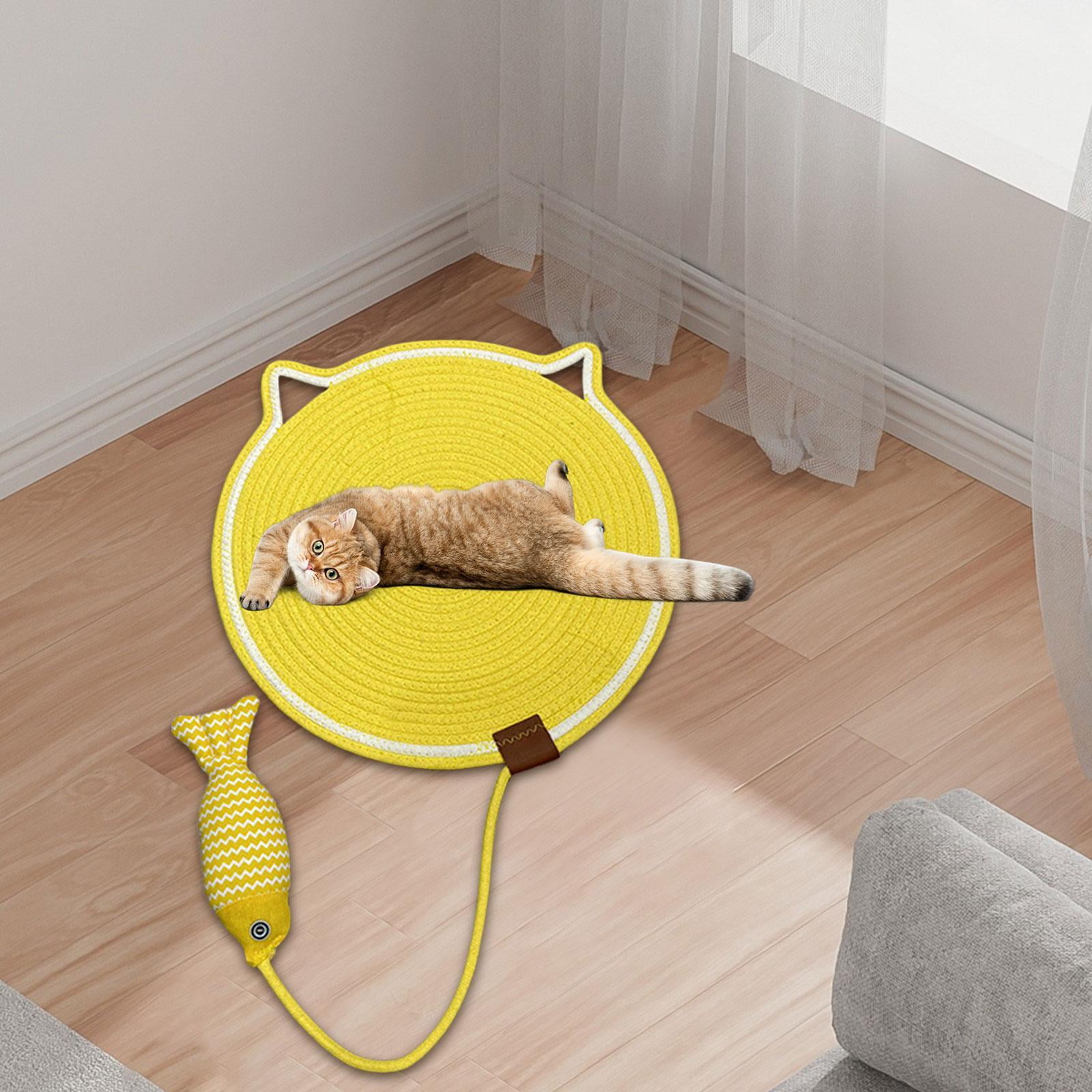 DOLITY Cat Scratch Mat with Fishy Ball Cat Floor Scratching Pad for Couch Floor Rug M