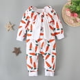 thumbnail image 5 of Tisuna White Adorable Long Sleeve Easter Bodysuit Infant Carrot Print Zipper Hooded Romper With Ear Breathable Soft Baby Girls Boys Spring Festival Outfit Size 3-6 Months, 5 of 5