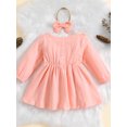 thumbnail image 3 of Nituyy Toddler Girls 2 Piece Outfits Solid Color Ruffle Long Sleeves A-Line Dress and Headband for Party Cute Clothes, 3 of 7
