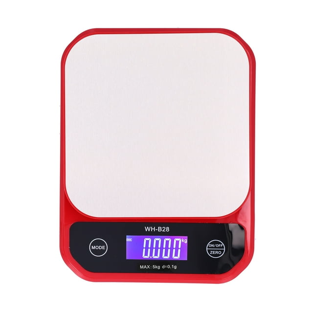 Kitchen Scale, Waterproof Food Scales For Kitchen USB Charging Easy Rechargeable 400mA Lithium Battery For Liquid Solids For Nutritious Meals For Meat Red 5kg/0.1g