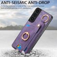 thumbnail image 4 of Allytech Wallet Case for Samsung Galaxy S22 Plus, Support Car Mount, Luxury PU Leather Shockproof Anti-Fall 360° Finger Ring Stand Rotatable Kickstand Case with Magnetic Snap & Card Slots - Purple, 4 of 8