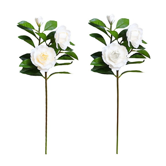 KALLORY 1Pc White Simulation Gardenia Artificial Flower for Elegant Wedding Decor