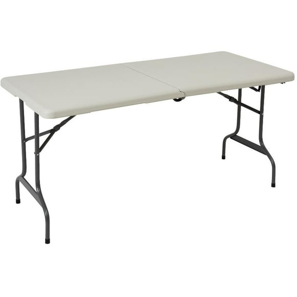 Streamlight 60' x 28' Plastic Rectangular Folding Table with Wheels, White