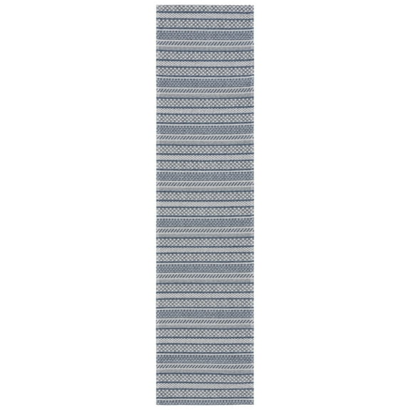 SAFAVIEH Martha Stewart Cotton Striped Area Rug, Navy/Light Grey, 5' x 7'
