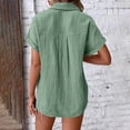 thumbnail image 4 of STETMN Women's Cotton Gauze Blouse Casual Roll Short Sleeve Shirt Collared Button Down Shirts with Pockets for Officewear, 4 of 6