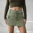 thumbnail image 2 of GEWSEY Women’s Denim Skort Mini Jean Skirt Low Waisted Stretch Zip Fly Casual Jean Skirt for Women Green, M, 2 of 6