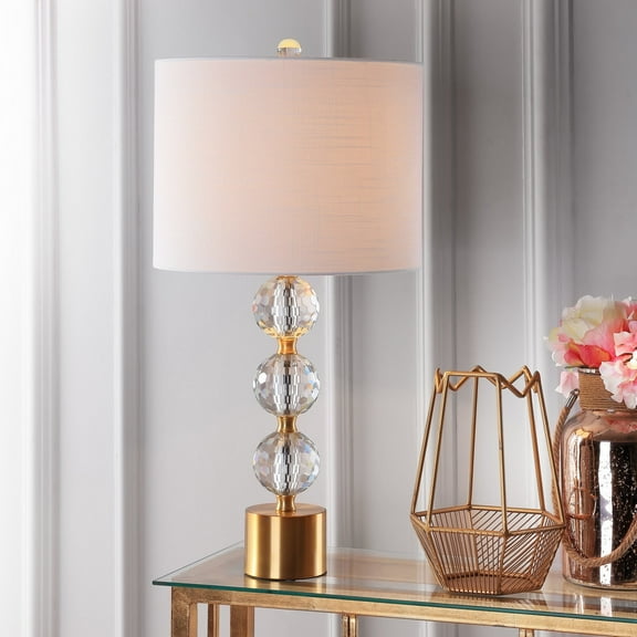 JONATHAN Y Ashley 25.25" Crystal LED Table Lamp, Clear/Brass, JYL5017A