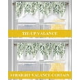 thumbnail image 6 of Tie Up Valance Curtain for Kitchen, Spring Sage Green Leaves Watercolor Rod Pocket Short Curtains Adjustable Tie-Up Shade Valances, Farm Foliage on White Window Treatment for Bathroom Bedroom 42x12in, 6 of 8