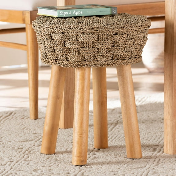 bali & pari Denver Boho Stool, One Size, Light Brown