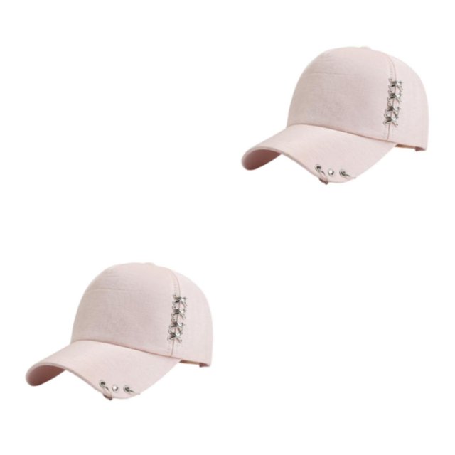 Decodeary Stay Stylish With Adjustable Ring Baseball Cap Any Occasion Cap With Rings Hat On Or Off Duty Match Style Party Pink 2Set