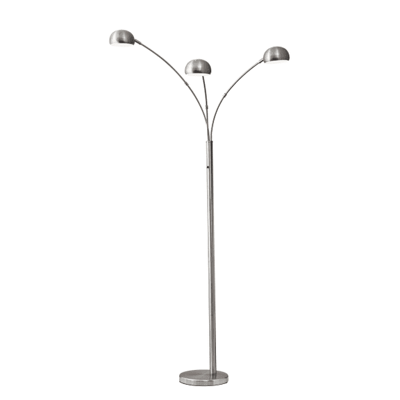 Adesso® Domino Arc Floor Lamp, 84"H, Brushed Steel