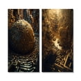 thumbnail image 2 of Designart "Unraveling the Gold Labyrinth Mystery Unveiled III" Abstract Landscape Wall Art Set Of 2 - Modern Gold Gallery Wall Set For Home Decor, 2 of 6