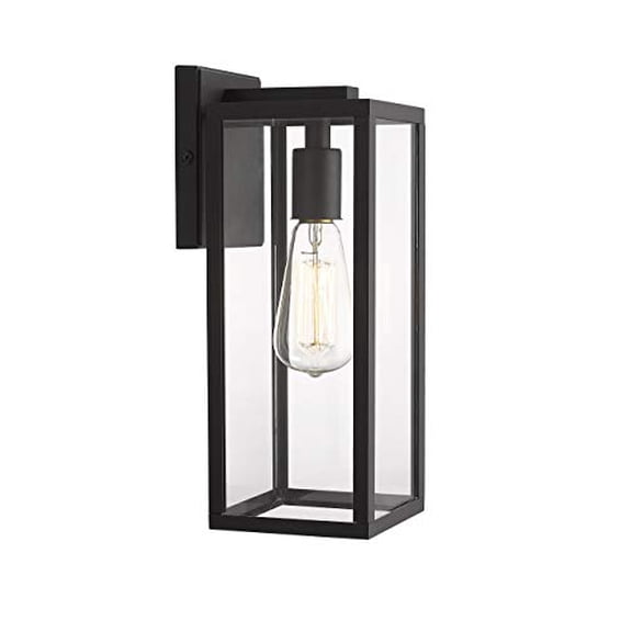 Bestshared Outdoor Wall Lantern, 13.4" 1-Light Exterior Wall Sconce Light Fixtures,Wall Mounted Single Light, Black Wall Lamp with Clear Glass (1 Pack)