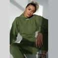 thumbnail image 3 of Lindreshi 2 Piece Sweat Suits for Women Clearance Women's Casual Solid Color Long Sleeved Short Hoodie Trousers Sports Suit, 3 of 7