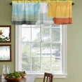 thumbnail image 5 of Teal Yellow Valances for Windows, Orange Oil Painting Modern Abstract Geometric Light Filtering Kitchen Curtains, Rod Pocket Window Valance Curtains for Living Room Bedroom, 60" W x 18" L, 2 Panels, 5 of 9