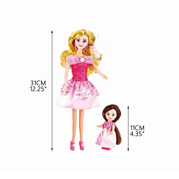 12 Inches Doll Mom & Child Play With Fashion Accessories Play Set (Pink)
