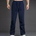 thumbnail image 4 of Iugvhana Men's Straight Pants Casual Loose Fit Elastic Waist Sports Pants Lightweight Athletic Drawstring Outdoor Hiking Pants with Pocket Navy XXL, 4 of 4