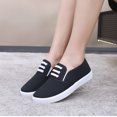 thumbnail image 4 of Women Canvas Slip On Casual Sneakers, Decorative lace-up Low Top Lightweight Anti Slip Daily Walking Flat Shoes, 4 of 9