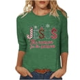 thumbnail image 1 of Awdenio - Blusas de manga larga para mujer, liquidación, moda juvenil, estampado navideño, camiseta holgada, mangas 3/4, blusa, cuello redondo, blusas casuales, 1 of 4