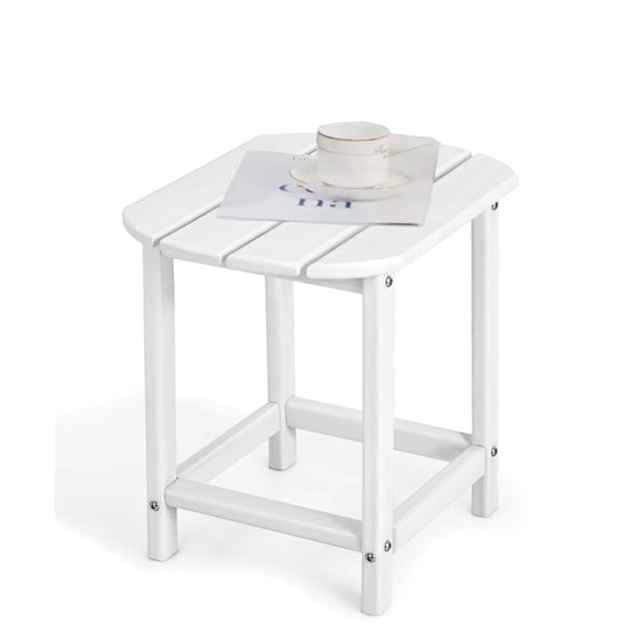 Amijoy Patio 18" Adirondack Side Table Weather Resistant Garden Yard White