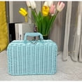 thumbnail image 5 of Small Wicker Picnic Basket, Decorative Retro Rattan Suitcase with Faux Leather Buckle, Lightweight Gift Basket Box, Makeup Organizer, Suitable for All Season, Easter, Picnic, 8.7 x 6.7 x 4.3 in, 5 of 12
