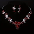 thumbnail image 1 of Bijoux de Mariée pour Dames Robe de Mariage Accessoires de Mariage Collier en Forme de Feuille Bleue Royale avec Strass Ensemble de Boucles d'Oreilles Chaîne de Mariage Performance de Scène, 1 of 5