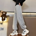 thumbnail image 2 of LIIPEE Girl Boy Sweatpants Solid Color Baggy Elastic Waist Drawstring Wide Leg Joggers Trousers With Pockets Boys Classic Birthday Pants,Light Gray,11-12 Years, 2 of 4