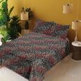 thumbnail image 2 of Ambesonne Leopard Skin Fitted & Flat Sheet with Shams 4 Pcs Set, Tropical Tiger Pattern, King, Orange Vermilion, 2 of 5