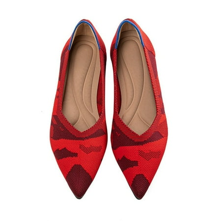 

Spring and autumn flat shoes fashion leisure Women s flat shoes pointed knitting elastic comfortable boutique shoes