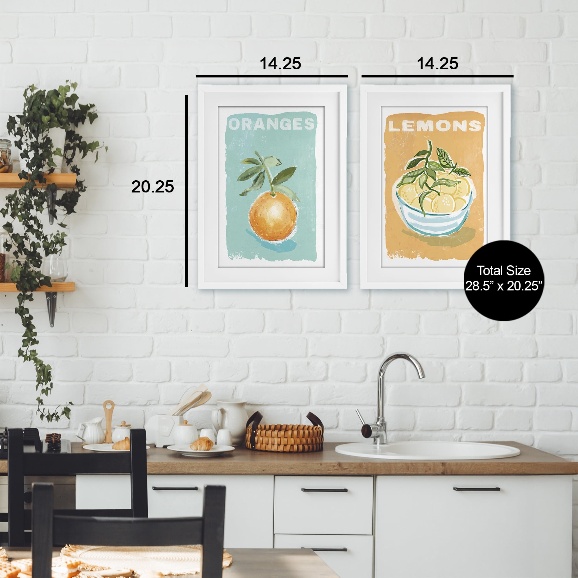 Stupell Industries Citrus Twist Motif 2 Piece White Framed Print Under Glass Set, design by Chad Barrett