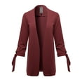 thumbnail image 1 of FashionOutfit Women's Casual Solid Tied-Up 3/4 Sleeve Open Blazer - Made in USA, 1 of 1