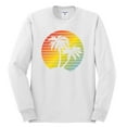 thumbnail image 2 of Two Coconut Palm Trees Beach Sunset | Mens Pop Culture Long Sleeve T-Shirt, White, Large, 2 of 4