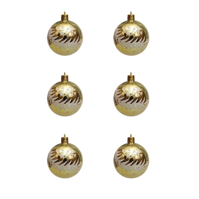 6 bolas navideñas de plástico galvanizado, pintadas a mano, con diseño de copos de nieve y hojas, para decorar el árbol de Navidad, la ventana y el porche.