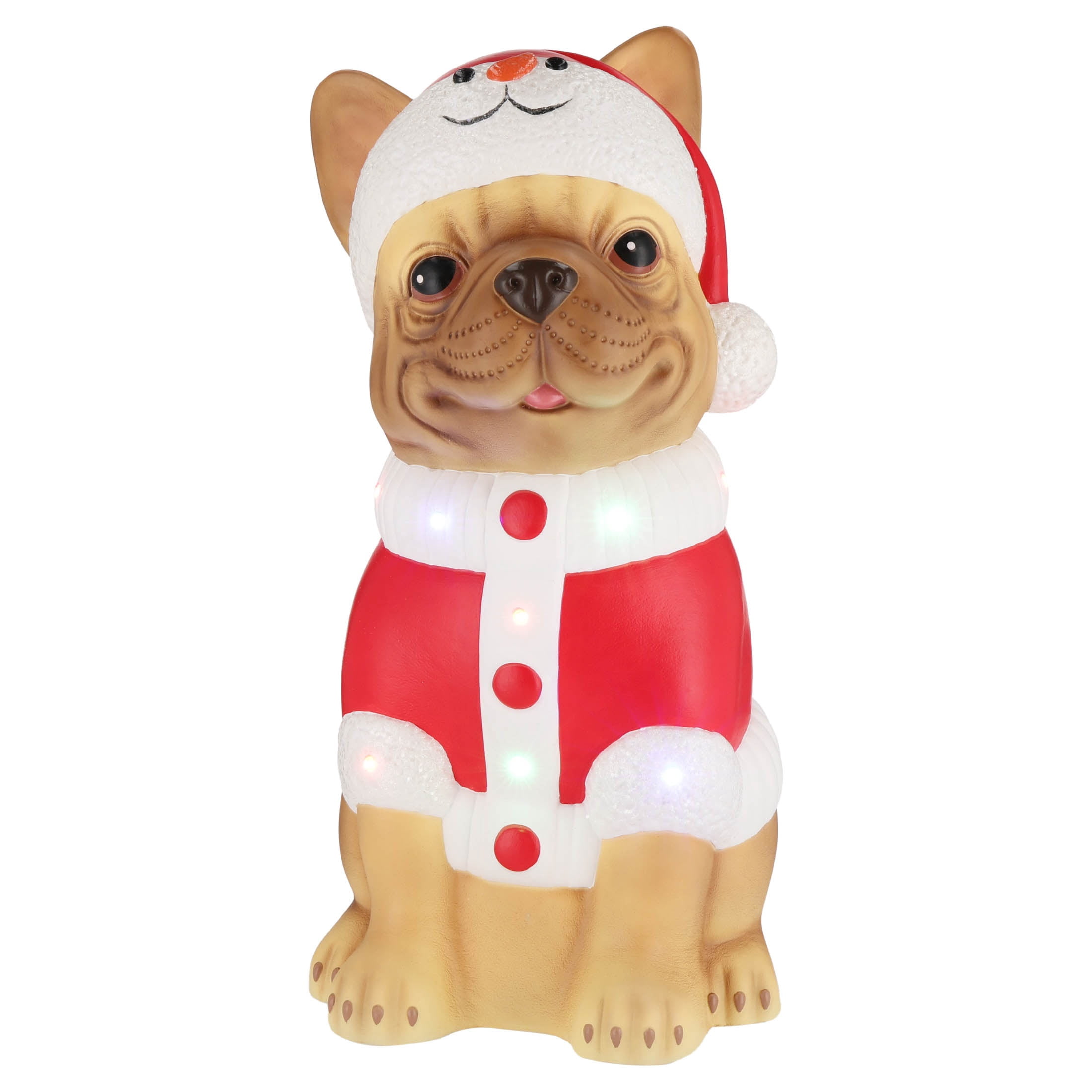 Holiday Time Lighted Blow Mold Pug Christmas Decoration 24" photo 1