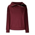 thumbnail image 6 of Fall Women's Fashion Casual Tops Long Sleeve Solid Loose Turtleneck Zipper Pullover Sweatshirts, 6 of 8