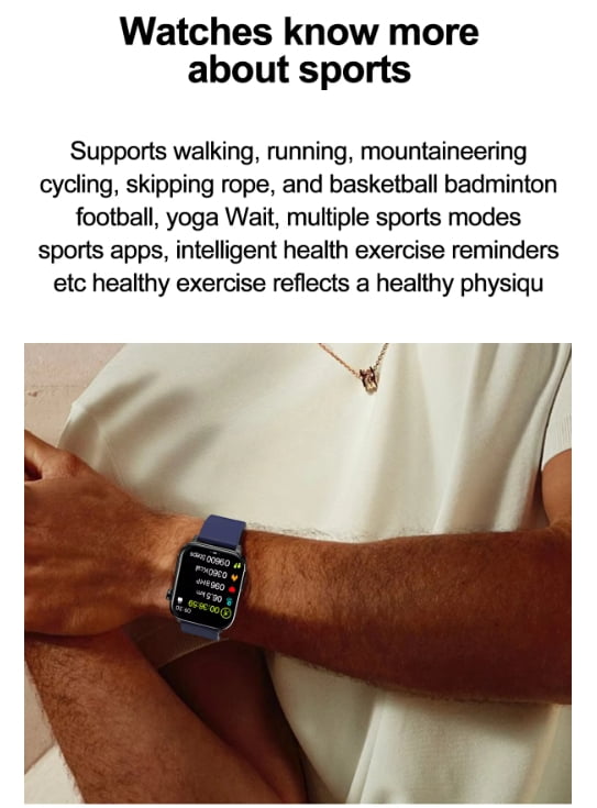 LAATIKUI smart watch TK12 Bluetooth sports mode 1.96-inch fitness exercise tracker answering/calling/smart reminder