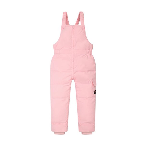 Mono de invierno con peto acolchado para bebés y niños pequeños, traje de nieve de plumón resistente al viento de color liso, pantalones de nieve para niñas y niños de 6 meses a 5 años.