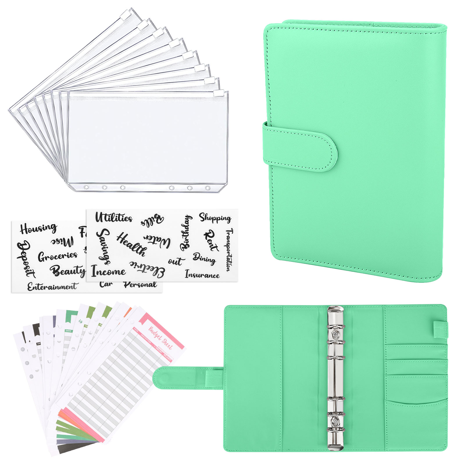 EEEkit A6 PU Leather Notebook Binder Budget Planner Organizer with