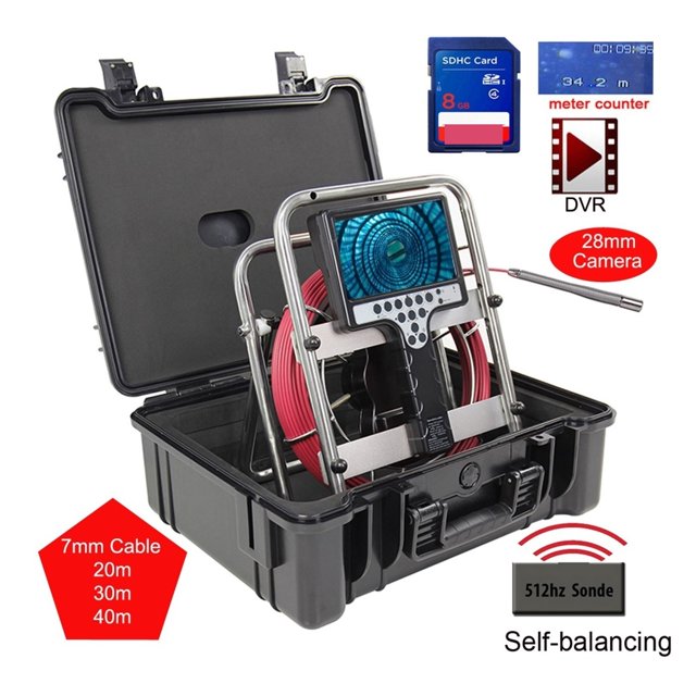 7mm Soft Cable 23mm Auto Self Balancing DVR Counter Endoscope Pipe Inspection Camera With 512hz Sonda Transmitter And Locator ,Easily Maneuver
