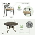 thumbnail image 3 of Hanover Traditions 7 Pcs Aluminum Outdoor Dining Set with Cast-top Table, Tan, 3 of 24