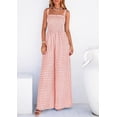 thumbnail image 3 of PRETTYGARDEN One Piece Jumpsuits for Women Summer Sleeveless Smocked Gingham Wide Leg Date Night Rompers Spring Outfits, 3 of 10