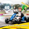 thumbnail image 4 of Qaba Electric Go Kart with 24V 9Ah Battery, Dual 150W Motors, Adjustable Seat & 11.2MPH High Speed, Slow Start, 5-Point Harness, for 6-12 Years, Blue, 4 of 9