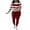 #516-Wine, variant on Roncen Women's Casual Striped Two-Piece Set - Long Sleeve Round Neck Top & Elastic Waist Lounge Pants with Modern Striped Design for Everyday Outfit