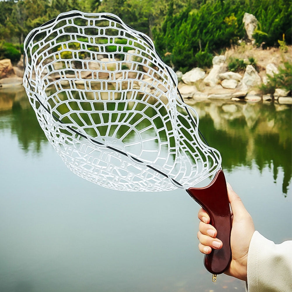 HUISZJ Fishing Landing Net, Wooden Handle Fish Landing Net, Portable Fishing net